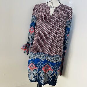 Forever 21 Contemporary Boho Tunic Dress | Paisley Print | Tie Sleeve | Size M